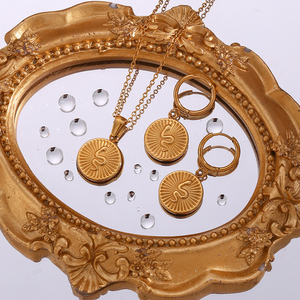 2023 Trendy Women 18K Gold Plated Stainless Steel <strong>Medallion</strong> Sunburst Snake Coin Pendant <strong>Necklace</strong> Waterproof Jewelry - Product Image 5