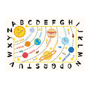 Tapis de jeu pour enfants, épaisseur 1,5 cm, carré, en fibre de polyester, thème spatial, lavable en machine, usage domestique - Product Image 2