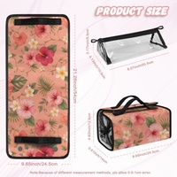 Tas Kosmetik Gulung Label Pribadi dengan Cetakan Bunga Plumeria Hawaii, Organizer Penyimpanan Makeup Gantung dari Poliester