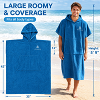 Serviette de plage à capuche en coton personnalisée pour adultes, absorbante, séchage rapide, avec poche, pour le surf, la natation, la plage, la piscine