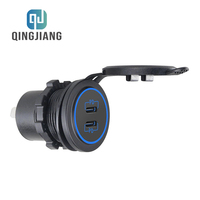 Zócalo de cargador de coche de metal de aluminio triple de 60W con PD3.0 y dos puertos QC3.0, zócalo de extensión WiFi