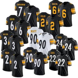 Maillots de football courts respirants pour hommes 90 T.J. Watt 2 Justin Fields 8 Pickett 6 Queen 24 Porter 23 Darius Slay cousus édition limitée - Product Image 1