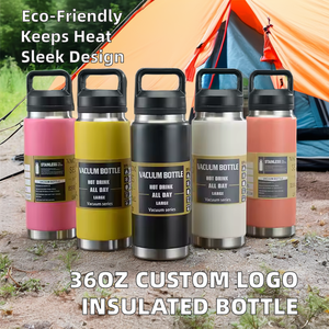 Logotipo personalizado 36 oz de acero inoxidable aislado deporte al aire libre frasco 36 oz termo botella de agua manija tapa adultos Camping térmico - Product Image 3