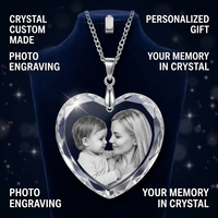 Collier en cristal en forme de cœur Neelpure R08 personnalisé avec des photos gravées en 3D pour la Saint-Valentin et l'anniversaire de mariage