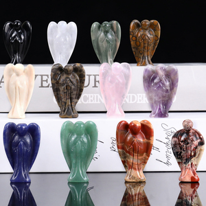 Statue d'ange en cristal naturel en gros, sculptée, pierre précieuse de guérison, ailes d'ange, sculpture en quartz, figurines pour pendentif, cadeau, décoration - Product Image 1