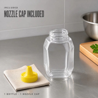 Bouteille vide en PET de 170 ml pour condiments avec bouchon doseur rotatif, distributeur en plastique transparent facetté, logo personnalisé, vente en gros alimentaire