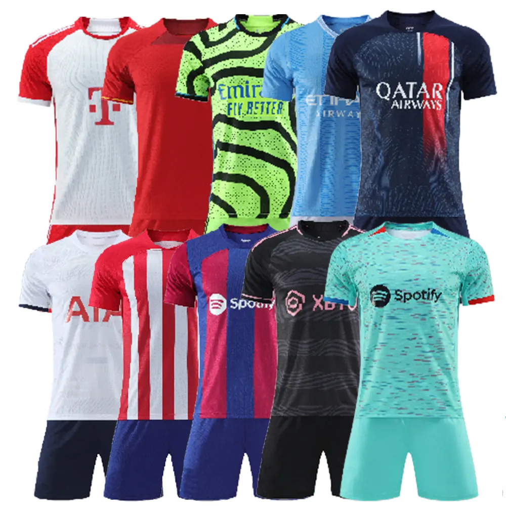 2023-24 Op Maat Gemaakt Logo Voetbalshirt Sets Snel Droog Oefenen Voetbalkleding Voor Heren Voetbal Uniform