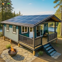 Panneaux solaires pour toit, maison préfabriquée modulaire entièrement meublée, maisons conteneurs extensibles, maison mobile miniature, salon, acier galvanisé