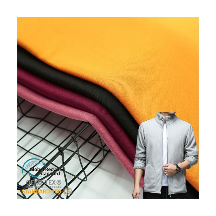 Free Sample Recycled 100% Polyester Tejido Polar Fleece Fabric One Side Anti-Pilling Stretchable Plain Design Winter Clothes