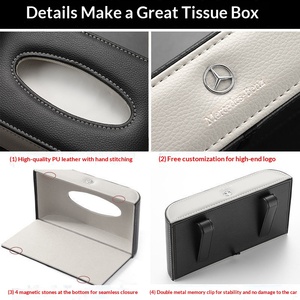 Boîte à mouchoirs portable <span class=keywords><strong>en</strong></span> <span class=keywords><strong>cuir</strong></span> tendance pour <span class=keywords><strong>voiture</strong></span> avec support de serviettes suspendu et sac - Product Image 4