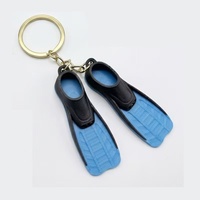 Porte-clés mini-palmes de plongée 3D en PVC, cadeau souvenir pour plongeur