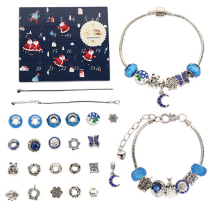Christmas DIY Jewelry <b>Set</b> For Kids 18cm Alloy Bracelet With Charms And <b>Beads</b> Gift Box For Children Age 7-12 - Product Image 2