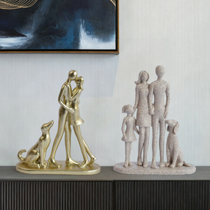 Statue de Noël en résine : Couple de chiens romantiques, figurine familiale peinte à la main, sculpture de jardin extérieure, décoration de bureau à domicile - Product Image 3