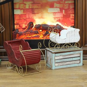 <b>Christmas</b> Reindeer Sleigh Decorations Wooden Santa <b>Figures</b> Holiday Scene Props Durable <b>Christmas</b> Ornaments - Product Image 2