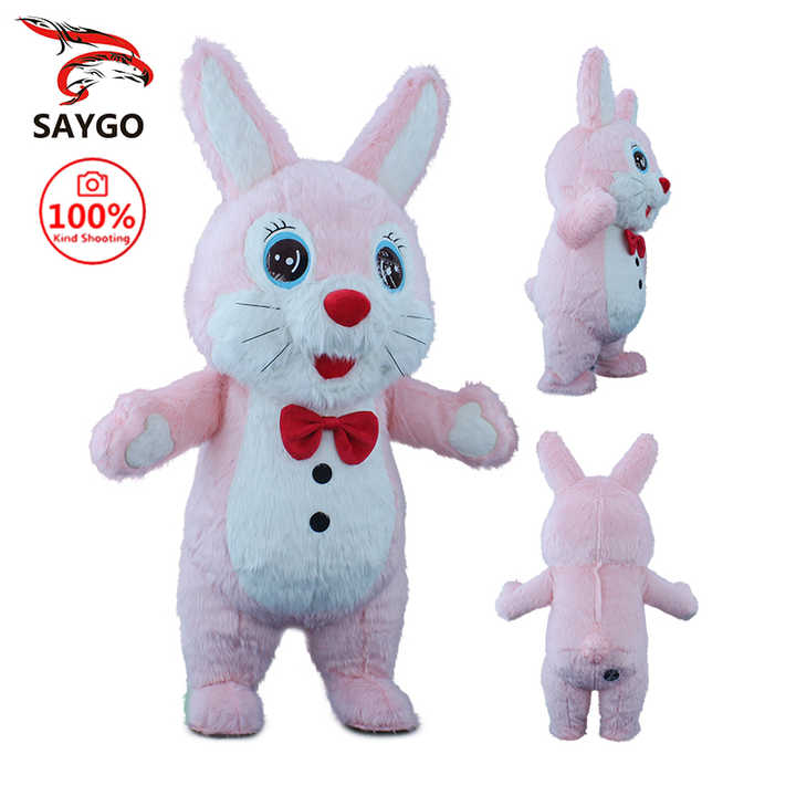 Women Pink Bunny Mascot Costume for Rental 2m 2.6m Inflatable Rabbit Bunny Hare Mascotte Costume Clothing for Celebrate Business