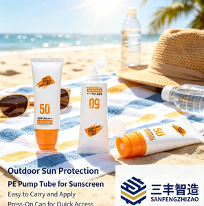 White Oval Plastic Cosmetic Tube With Pump Cap Custom Logo PP Material For Sunscreen And Foundation Packaging - Product Image 1