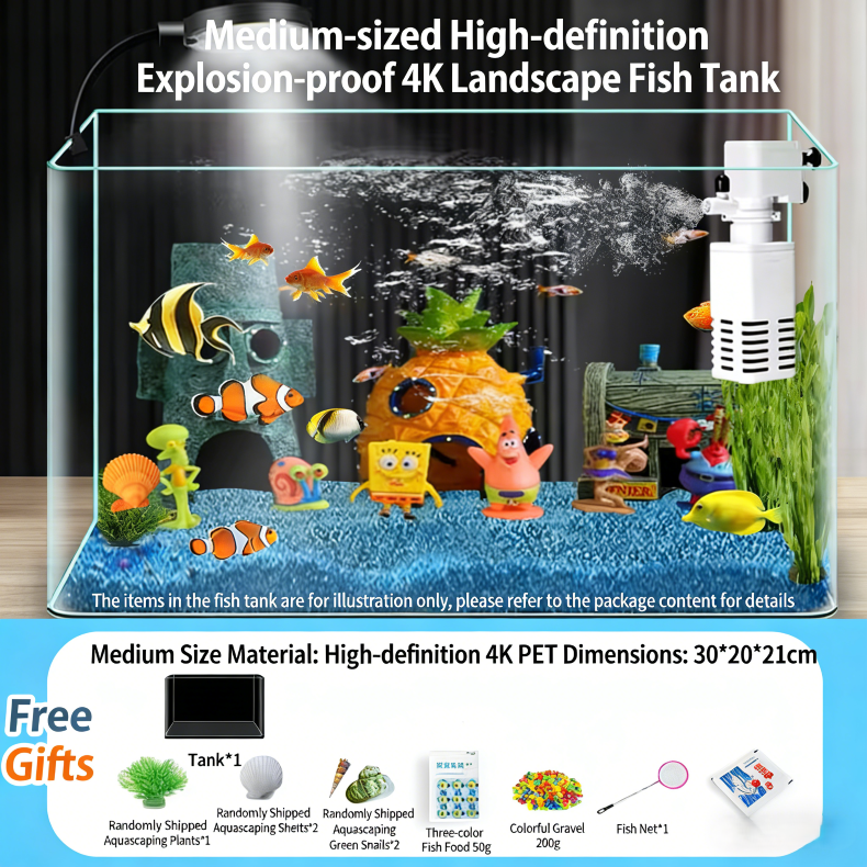 Medium square table top fish tank feeder package