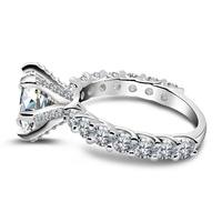 Fábrica al por mayor de plata 925 Original 3 quilates corte brillante paso diamante prueba D Color Moissanite anillo de bodas para mujeres