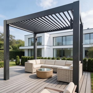 Abri <span class=keywords><strong>de</strong></span> barbecue avec cheminée, plan <span class=keywords><strong>de</strong></span> travail en acier inoxydable, évier <span class=keywords><strong>de</strong></span> préparation, cuisine extérieure, toit en aluminium, panneaux latéraux, réfrigérateur coupe-vent - Product Image 1