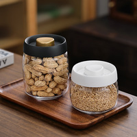 Récipient hermétique sous vide de qualité alimentaire pour grains de café, thé et écorces de mandarine vieillies, pot de stockage en verre au design élégant