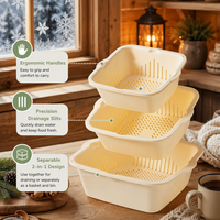 Corbeille filtrante ergonomique double couche Intrepid pour légumes et fruits, évier multifonctionnel avec zone de robinetterie et surface lisse T-6029