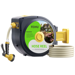 FEIHU Enrouleur de tuyau d'arrosage rétractable 1/2 100 ft Connecteur mural en laiton à 3 couches en PVC 3/4 "4-8 Bar Pression 180 Pivotant - Product Image 5