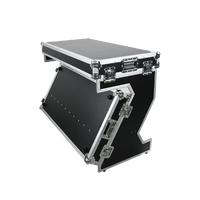 Flight case 14U PA DJ Rack/Road ATA Case avec plateau de mixage incliné 11U, profondeur de rack de 20 pouces, table de travail DJ et roulettes, 14 emplacements