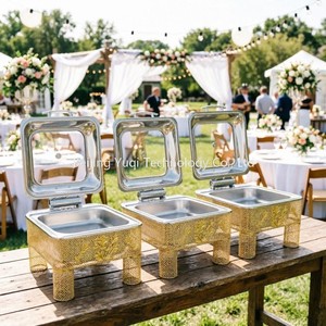 Scaldavivande Idraulico Quadrato da 6L con Finitura Dorata per Matrimoni di Lusso, Hotel e Catering Aziendale, Ideale per Riscaldare <span class=keywords><strong>Pizza</strong></span> - Product Image 3