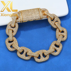 16mm M925 Silver Unisex Luxury Pig-nose Cuban Chain Bracelet with Moissanite Custom-made - Product Image 2