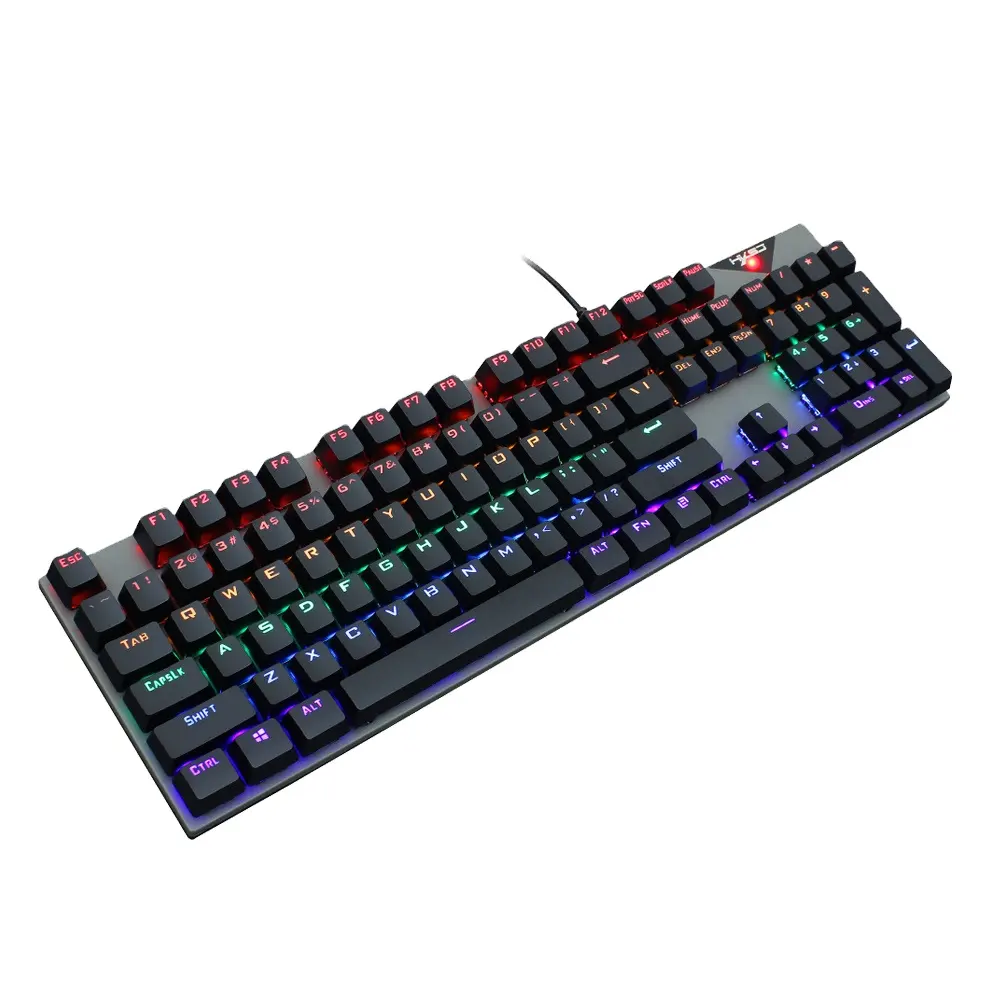 Popular pick 104 keys Wired RGB Mixed color glow game keyboard Blue shaft with 50 millions times for computer gamers