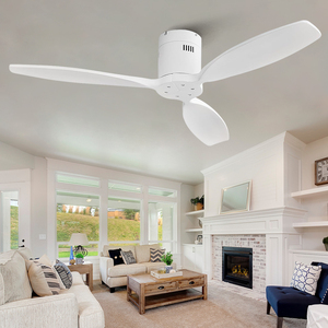 Ventilateur de plafond en bois massif finition <span class=keywords><strong>chrome</strong></span> de luxe en <span class=keywords><strong>nickel</strong></span> brossé Ventilateur de plafond de 52 pouces à 3 pales - Product Image 2