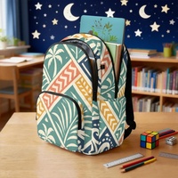 Sac à dos pour ordinateur portable de 17 pouces à motif chevron tissé hawaïen, multi-poches, idéal pour l'école, le bureau et les voyages, directement de l'usine