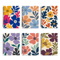 Carnet à spirale A5 à motifs floraux, couverture personnalisée, 100 feuilles lignées, journal, agenda, papeterie, fournitures scolaires, ensemble de carnets portables