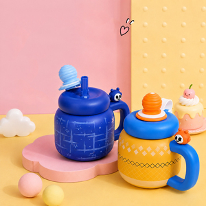 Mug isotherme à grande capacité de 800 ml avec une grande poignée mignonne, en acier inoxydable, bouteille d'eau isolée, motif de dessin animé, tasse thermos - Product Image 3