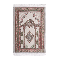 Tapis de prière musulman rembourré en polyester à franges, motif floral brodé, tapis de prière islamique pour l'Aïd al-Fitr