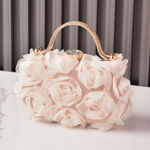 Nouvelle chaîne détachable bandoulière <span class=keywords><strong>Hag</strong></span> avec dentelle maille tridimensionnelle Rose élégant sac de soirée pour femmes cadre <span class=keywords><strong>en</strong></span> métal sac à main - Product Image 4