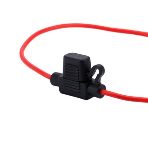 WELFNOBL <span class=keywords><strong>Haute</strong></span> <span class=keywords><strong>Qualité</strong></span> Auto Noir 2-40A 32V Mini Cuivre Rouge Fils Bateau Voiture Camion En Ligne Étanche Porte-Fusible <span class=keywords><strong>Lame</strong></span> Fusibles Clip - Product Image 1