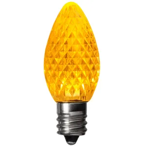 Water Resistant IP65 Rated C7 LED Faceted Retrofit Christmas Light Bulbs Gold Color