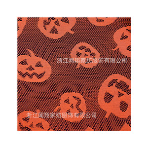 Camino de Mesa de Calabaza con Encaje Hueco para Halloween, Rectangular, Rojo Anaranjado, de Poliéster, Decoración para Fiestas - Product Image 4