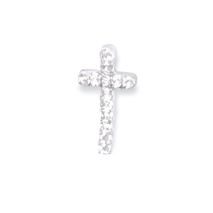 E4755 <b>White</b> <b>Gold</b> <b>Cross</b> Stud Earrings With Round Diamond Channel Setting Religious Unisex Jewelry - Product Image 1