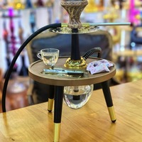 Ensemble de narguilé Shisha vintage avec boîte cadeau, narguilé de table en bois Chicha, grande pipe à eau, 45cm