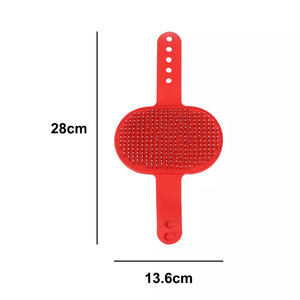 Pettine per <span class=keywords><strong>Shampoo</strong></span> in gomma con spazzola per massaggio da bagno per toelettatura per cani da compagnia all'ingrosso con anello regolabile - Product Image 1