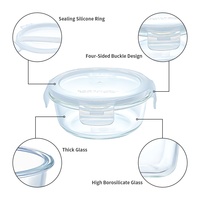 Bol de conservation alimentaire en verre avec couvercle en silicone jaune, hermétique, anti-fuite, compatible micro-ondes, empilable, en borosilicate