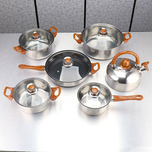 Giá Rẻ Trung Quốc <span class=keywords><strong>Cookware</strong></span> Với Non Stick Fry Pan Soup Nồi 12 Cái Thép Không Gỉ <span class=keywords><strong>Cookware</strong></span> <span class=keywords><strong>Set</strong></span> Với Ấm Đun Nước - Product Image 1