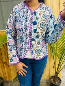 High Quality Cotton <b>Quilted</b> <b>Jacket</b> Block Printed Boho Style <b>Quilted</b> Handmade <b>Jackets</b>, Gifts Button Closer <b>Jacket</b> for Women Gifts - Product Image 4