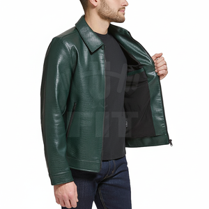 2023 mejores chaquetas de cuero al por mayor para los hombres con cremallera de calidad personalizada chaqueta de cuero de diseño puro para los hombres - Product Image 1