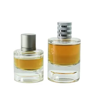 2024 Groothandel Nieuwe Ontwerp Luxe Cilinder 100Ml 50Ml Transparante Ronde Oranje Glazen Parfumfles