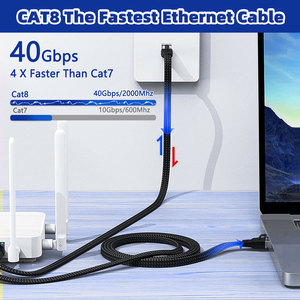 สายเคเบิลอีเธอร์เน็ต CAT8 SFTP สีดำ ขนาด 30AWG หัวต่อ RJ45 ชุบสีน้ำเงิน แบบแบน พร้อมปลอกหุ้ม PVC สำหรับเครือข่ายอีเธอร์เน็ต - Product Image 6