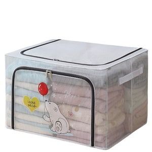 Transparent Pvc Storage Box Rectangle Lidded Zippered Cartoon Clothing Organizer Home Wardrobe Use Standing Type - Product Image 5