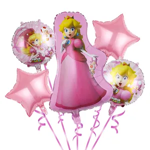 Balon Helium Mario Super Hero persik putri baru perlengkapan dekorasi pesta ulang tahun untuk mainan anak-anak balon Foil kartun